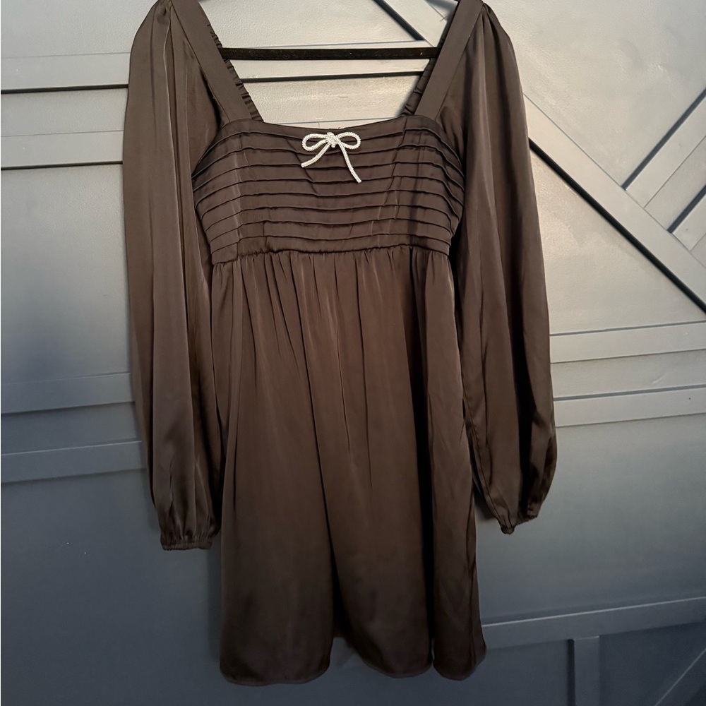 Crystal Doll Black Long Sleeve Dress with Bow